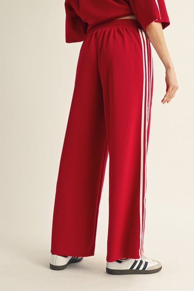 cool instincts side stripe sweatpants | wine