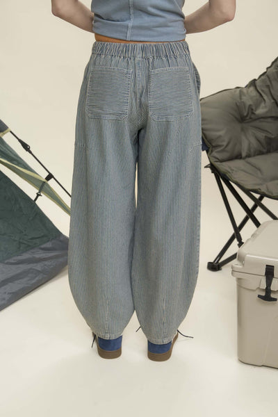 timeless touch striped parachute pants | denim