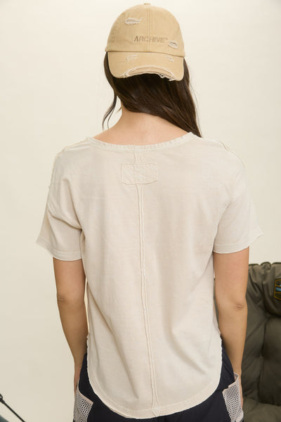 just a feeling washed scoop neck tee | khaki