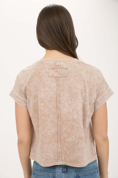 too cool to care washed knit top | cocoa