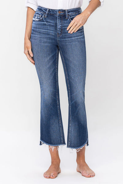 claire high-rise cropped flare jeans | medium wash