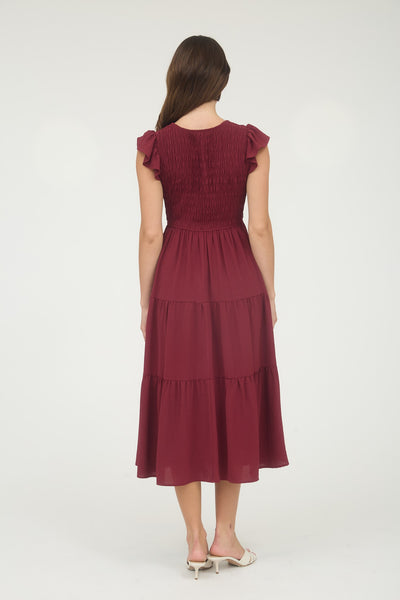 new day flutter sleeve maxi dress | burgundy