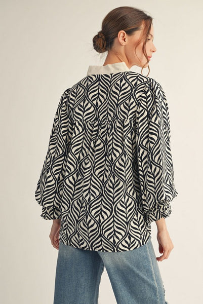 why not now boho printed top | black