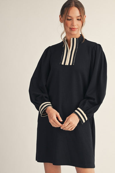 something amazing stripe contrast detail dress | black