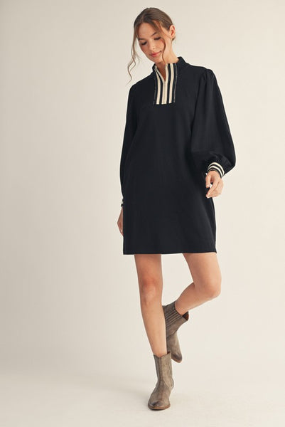 something amazing stripe contrast detail dress | black