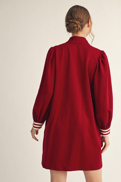 something amazing stripe contrast detail dress | burgundy