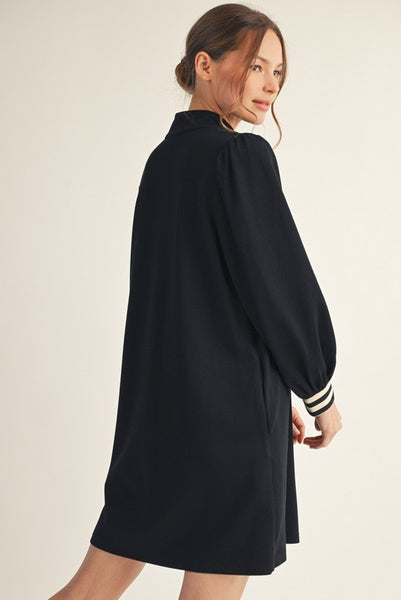something amazing stripe contrast detail dress | black