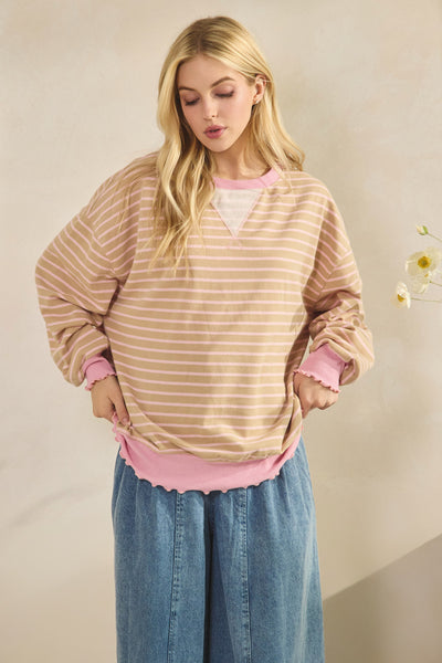 best one yet striped knit top | mocha
