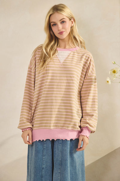 best one yet striped knit top | mocha