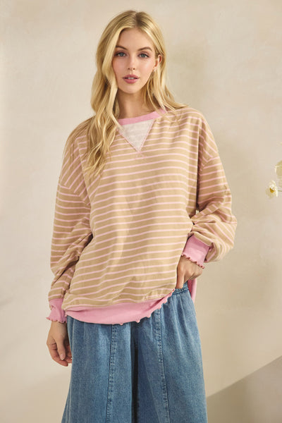 best one yet striped knit top | mocha