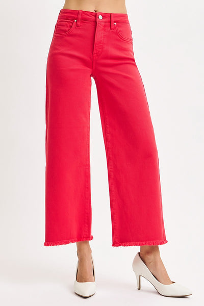 roddie high rise tummy control wide leg jeans | scarlet