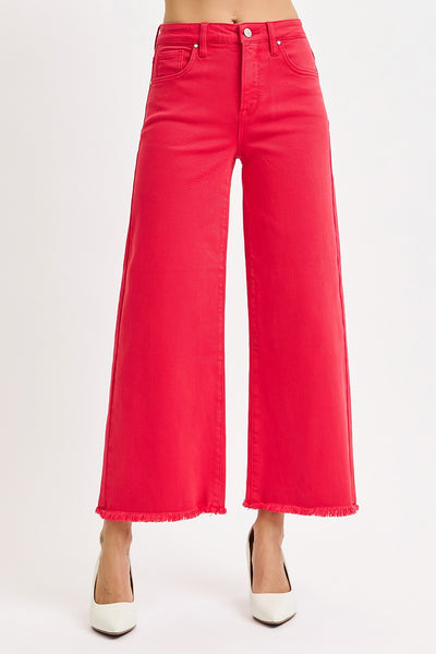 roddie high rise tummy control wide leg jeans | scarlet