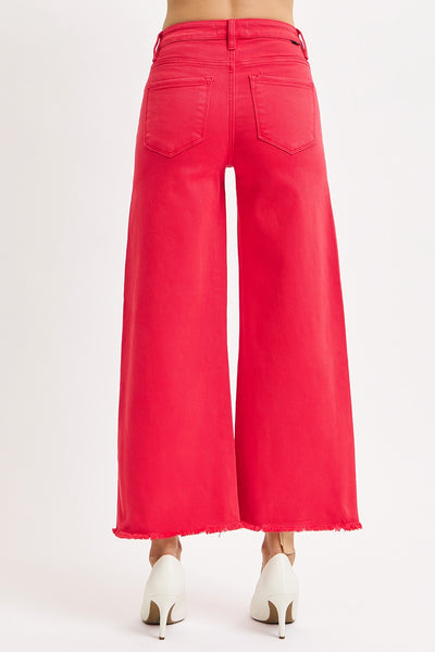 roddie high rise tummy control wide leg jeans | scarlet