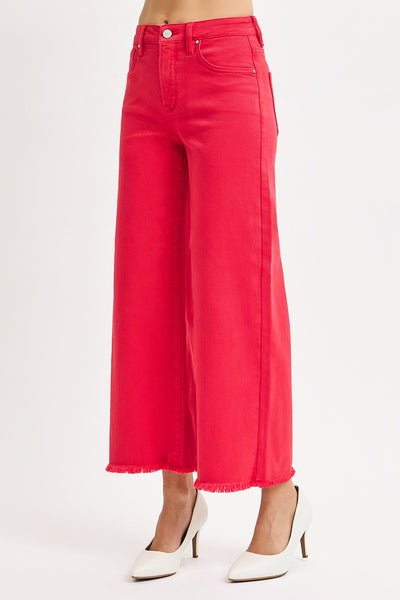 roddie high rise tummy control wide leg jeans | scarlet