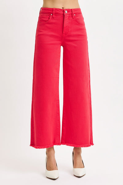 roddie high rise tummy control wide leg jeans | scarlet