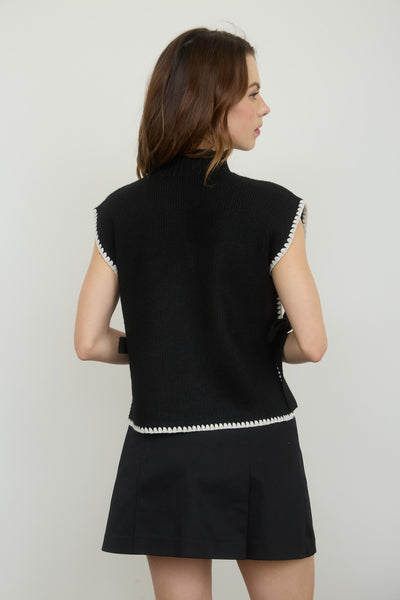 born with it mock neck sleeveless sweater | black