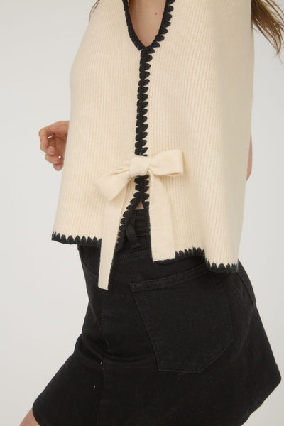 born with it mock neck sleeveless sweater | oatmeal
