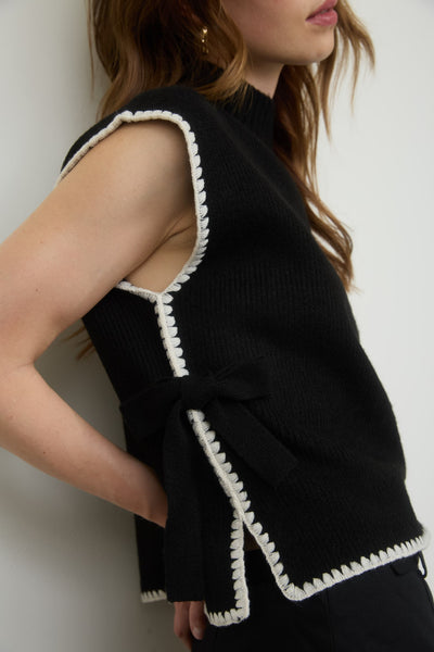 born with it mock neck sleeveless sweater | black