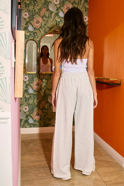 make it right exposed seam drawstring terry sweatpants | ash grey