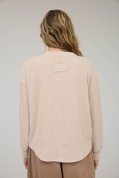 take your turn ribbed henley top | light khaki
