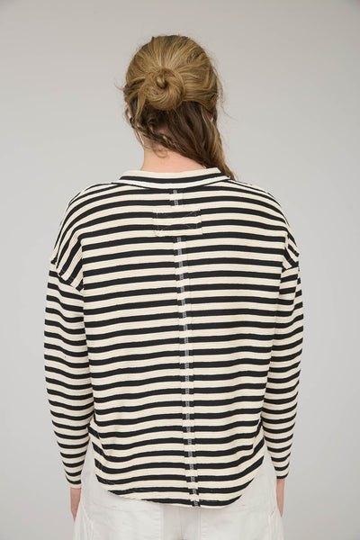 on the right path striped knit top | black + white