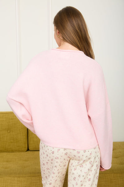 decked in delight button down knit cardigan | pink