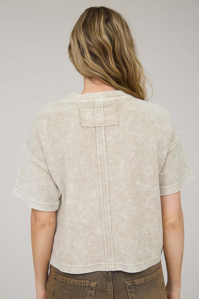 always in rotation washed ribbed top | khaki