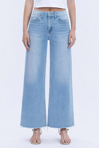 haven high rise raw hem wide leg jeans | quieter