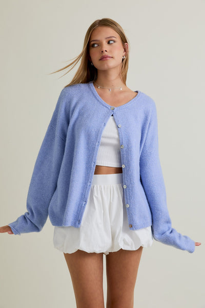 couldn't miss it plush cardigan | lt blue