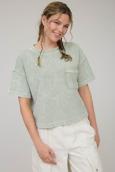 always in rotation washed ribbed tee | light olive
