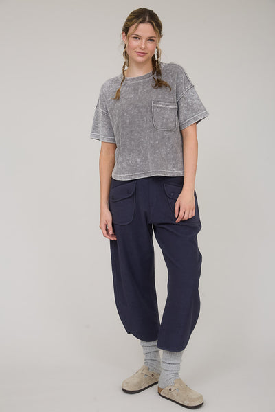 always in rotation washed ribbed top | charcoal