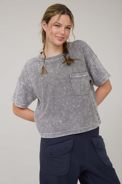 always in rotation washed ribbed top | charcoal