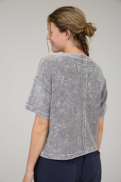 always in rotation washed ribbed top | charcoal