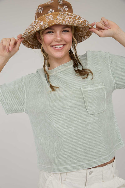 always in rotation washed ribbed tee | light olive