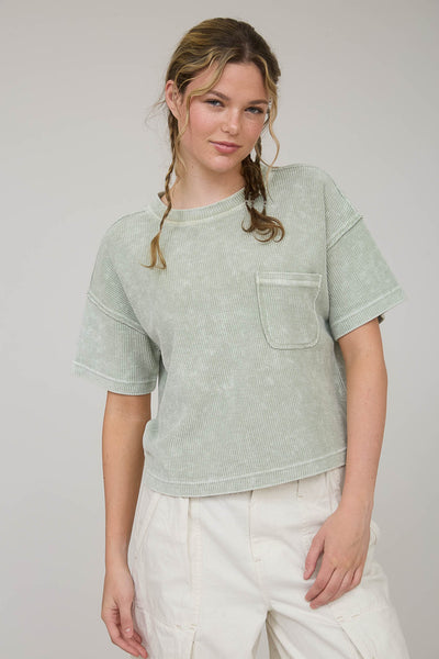 always in rotation washed ribbed tee | light olive
