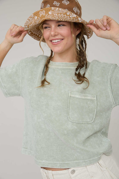 always in rotation washed ribbed tee | light olive