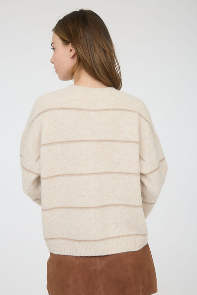 daily delight striped button down cardigan | oatmeal