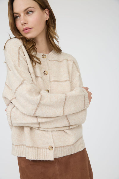 daily delight striped button down cardigan | oatmeal