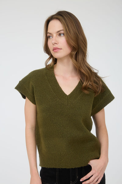 just for kicks knit sleeveless sweater | olive