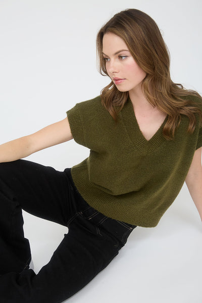 just for kicks knit sleeveless sweater | olive