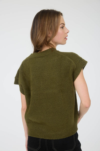 just for kicks knit sleeveless sweater | olive