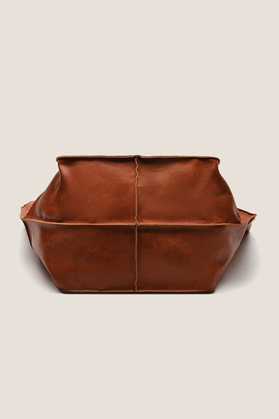 oversized soft vegan leather tote bag | camel