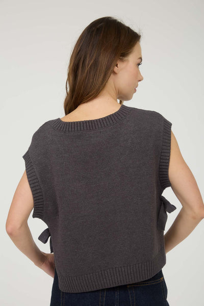 not your muse sleeveless knit sweater | charcoal