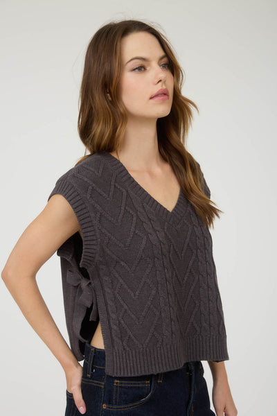 not your muse sleeveless knit sweater | charcoal