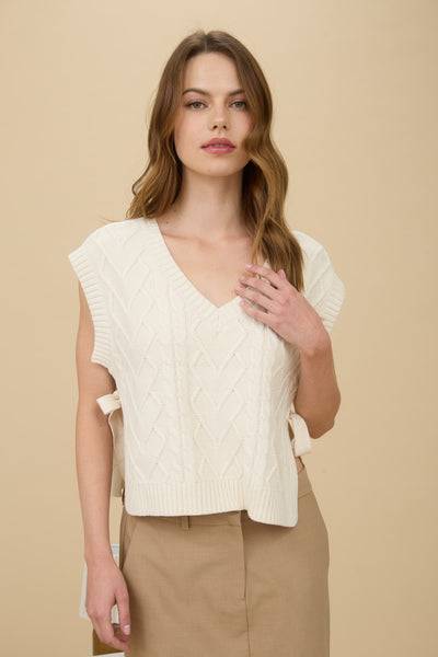 not your muse sleeveless knit sweater | cream