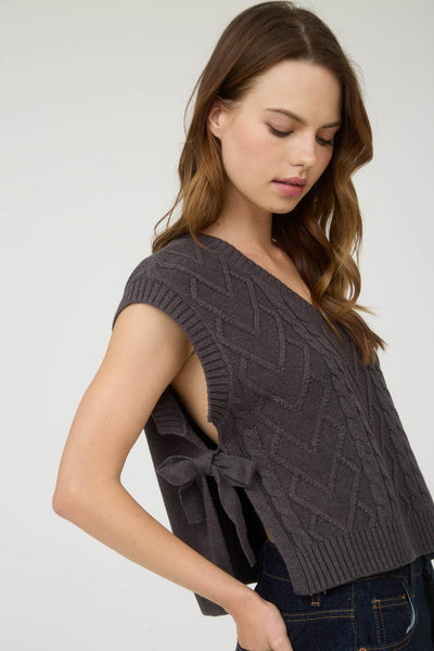 not your muse sleeveless knit sweater | charcoal
