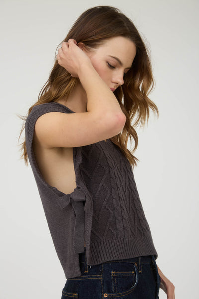 not your muse sleeveless knit sweater | charcoal