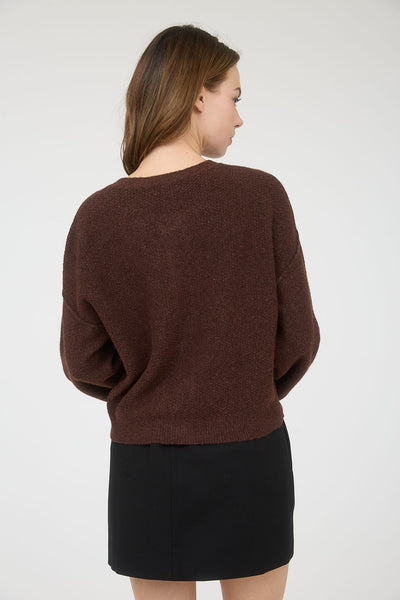 writing love letters knit cardigan | brown