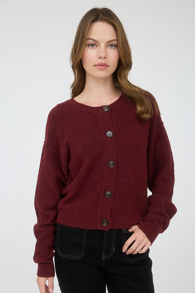 writing love letters knit cardigan | deep red