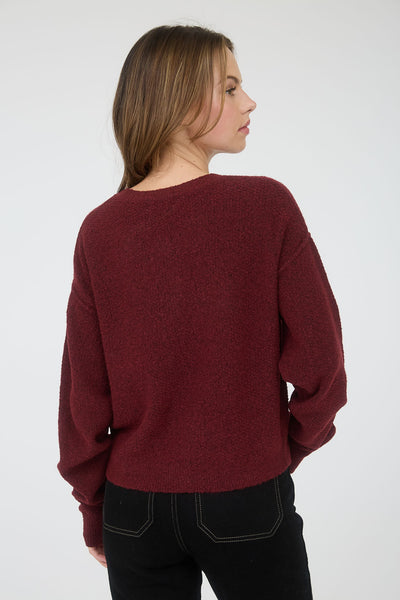 writing love letters knit cardigan | deep red